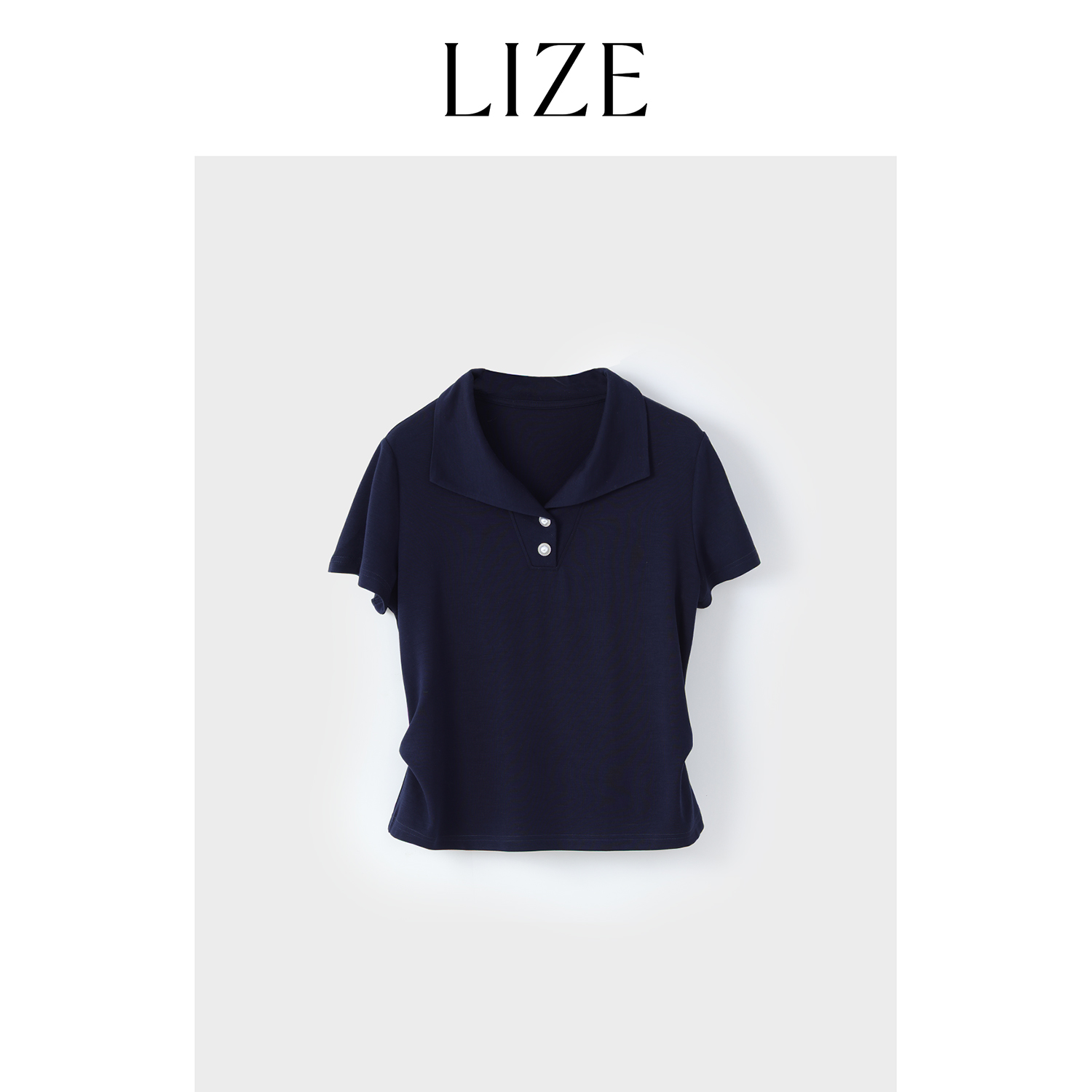 LIZE「腰线计划」法式气质.收腰褶皱Polo衫ZEA0434
