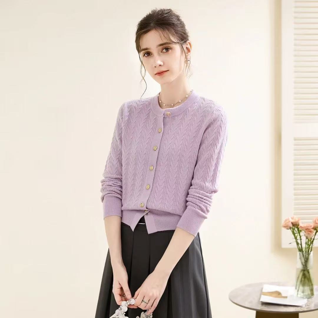 精致秋冬全羊毛小衫纯色百搭时尚高品质减龄针织羊毛女士女装