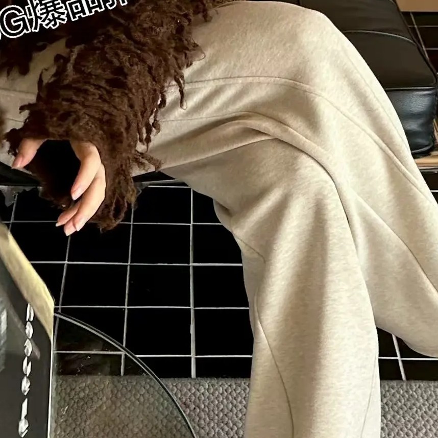 秋冬混纺加厚直筒显瘦显腿长休闲阔腿裤