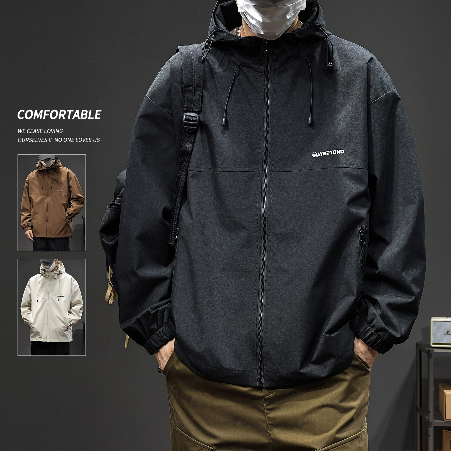 凡客依舍户外冲锋衣服外套男士春秋2025新款美式休闲工装防风夹克