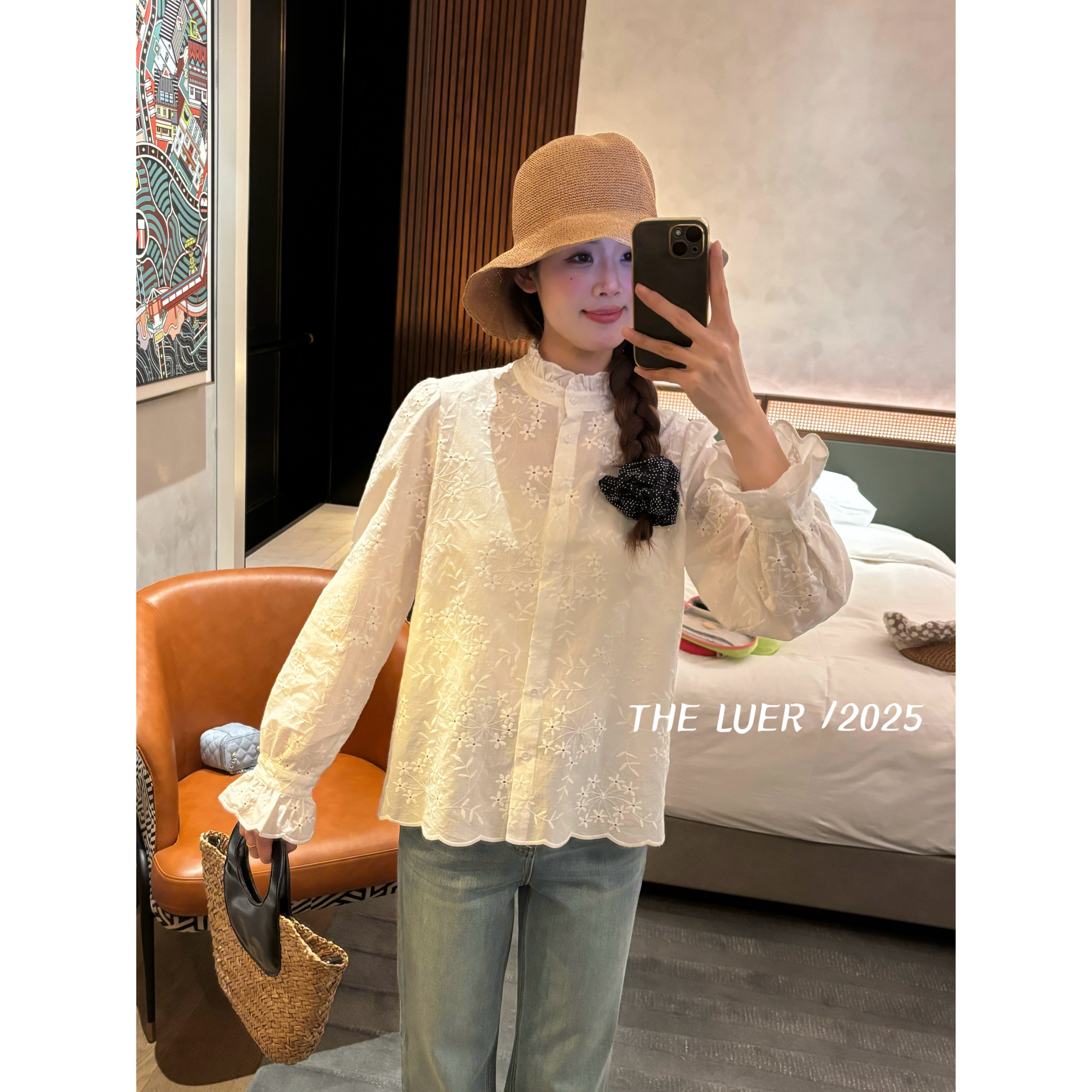 【LUER】春日繁花~新中式小衫蕾丝百搭法式宽松设计感1157