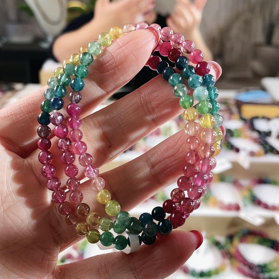 碧玺手串未镶嵌G2353单圈颜色微差