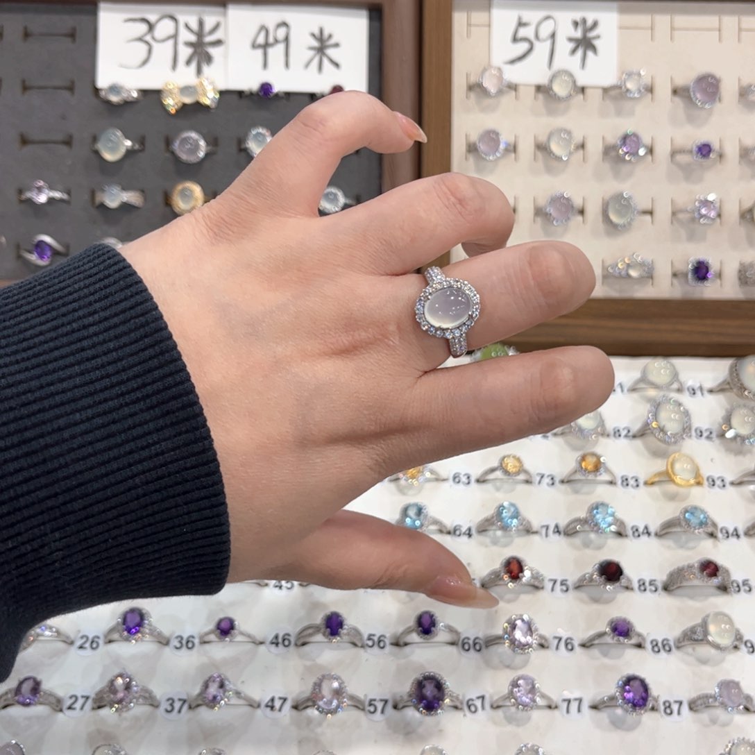 银S925镶嵌岫玉戒指关*