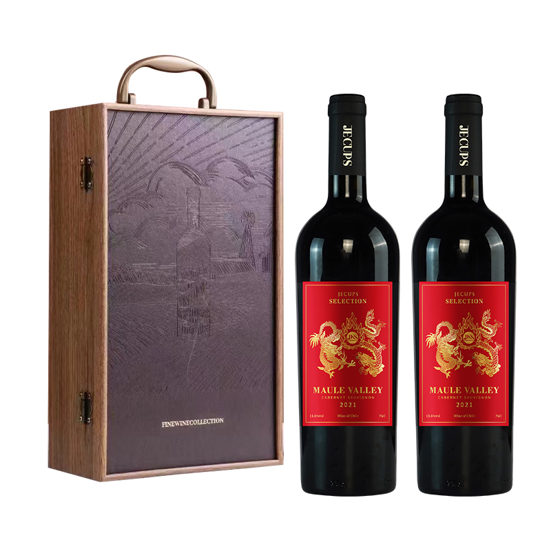 JECUPS红龙特酿智利原瓶进口干红葡萄酒宴会宴请 双支礼盒装