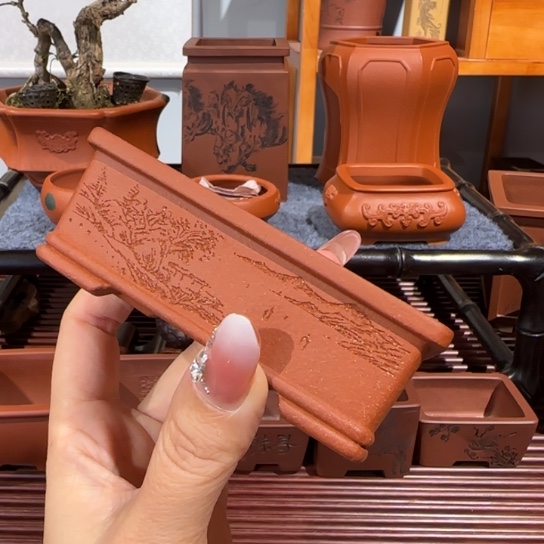 紫砂花盆半手工制作