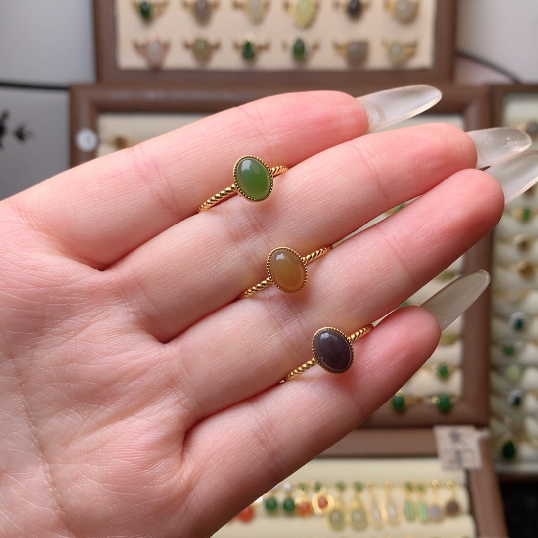 和田玉银S925镶嵌戒指