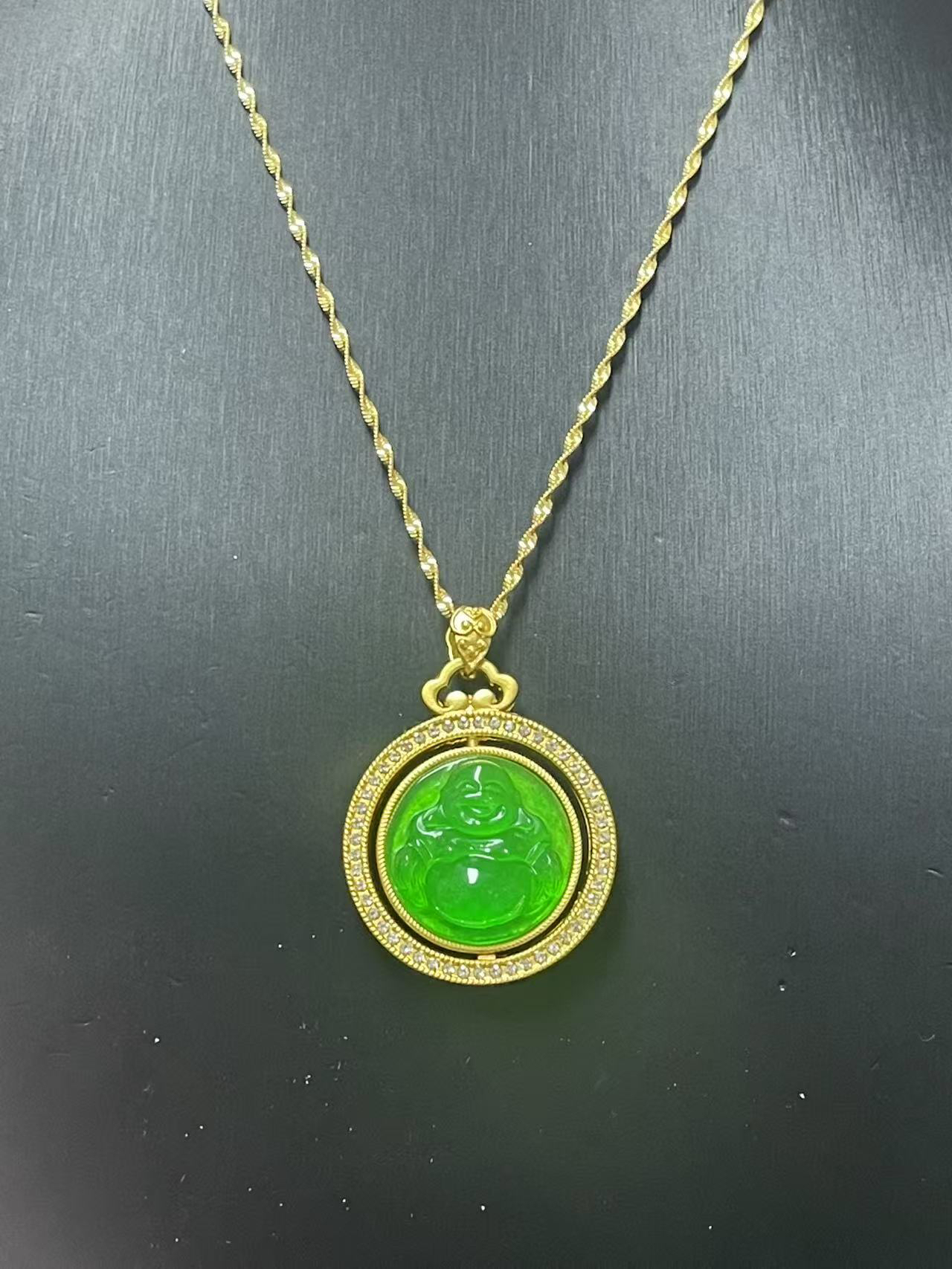 翡翠吊坠14k金气质