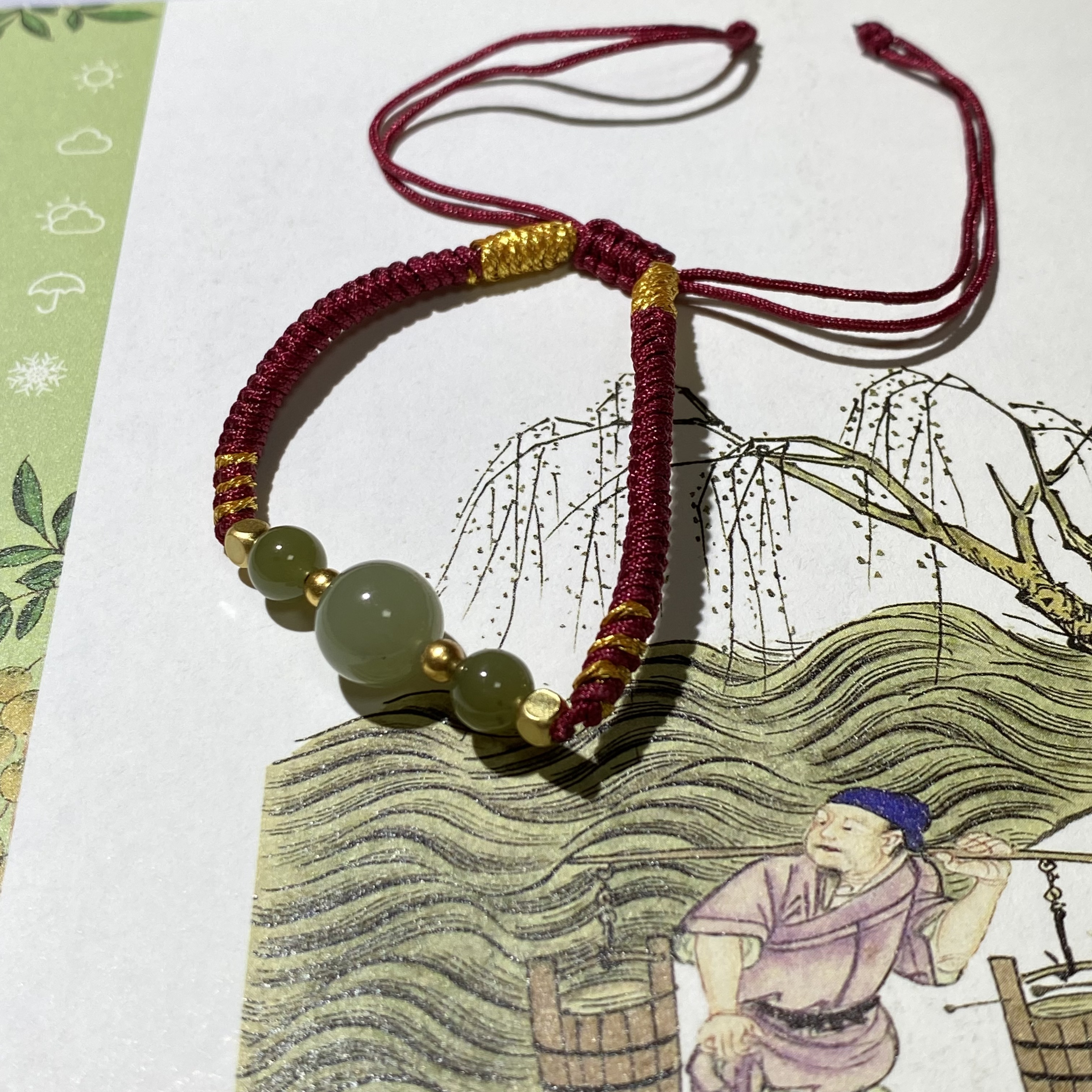 BY1231FZJT标035 北玉精选 和田玉手绳 多样性发货