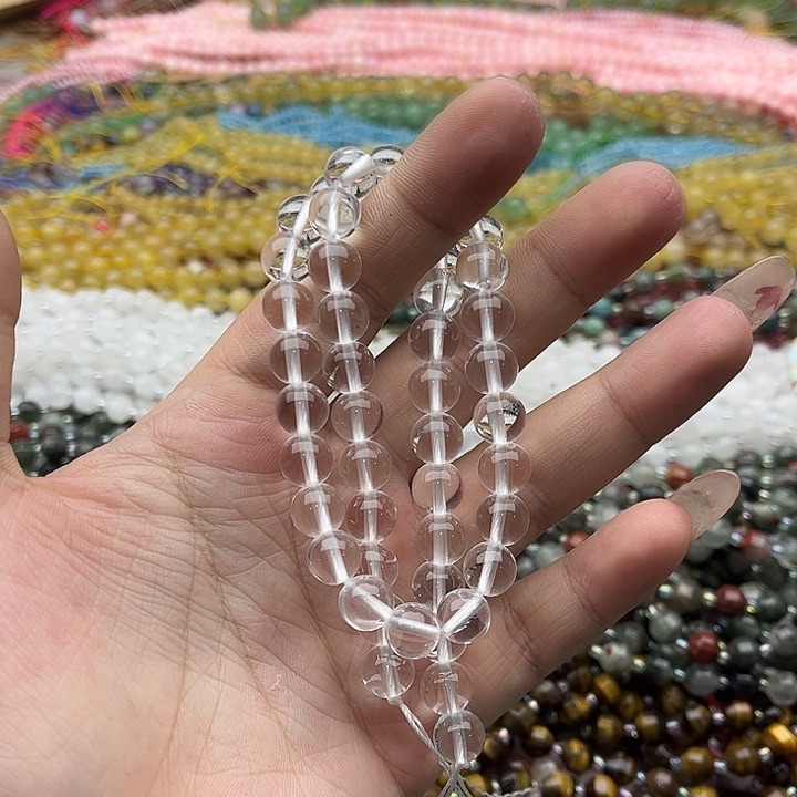 玛瑙/玉髓未镶嵌珠宝半成品一条8.5mm左右白水晶