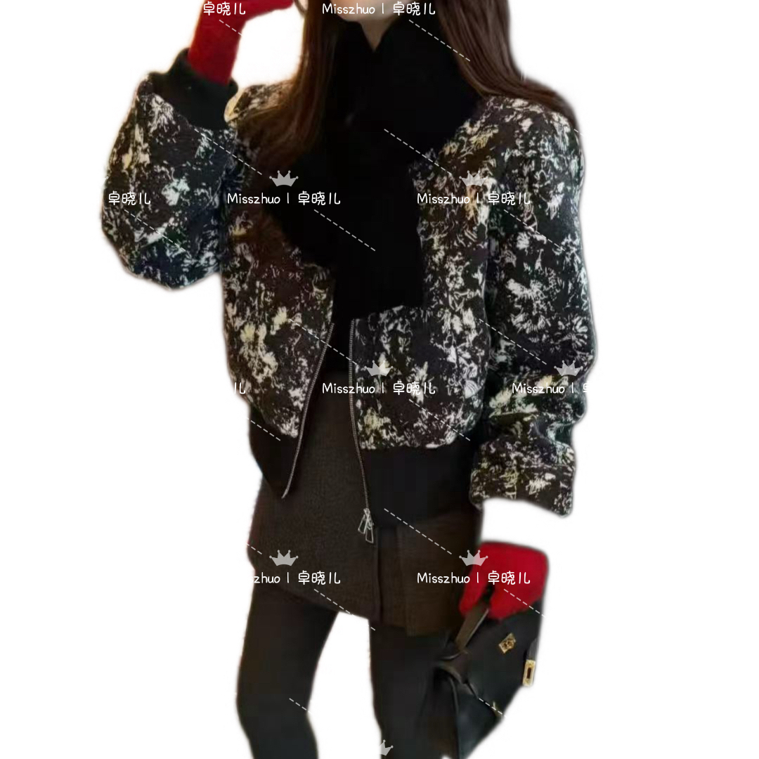 Miss zhuo｜卓晓儿 小香提花针织围巾简约时尚羽绒服2025冬女保暖