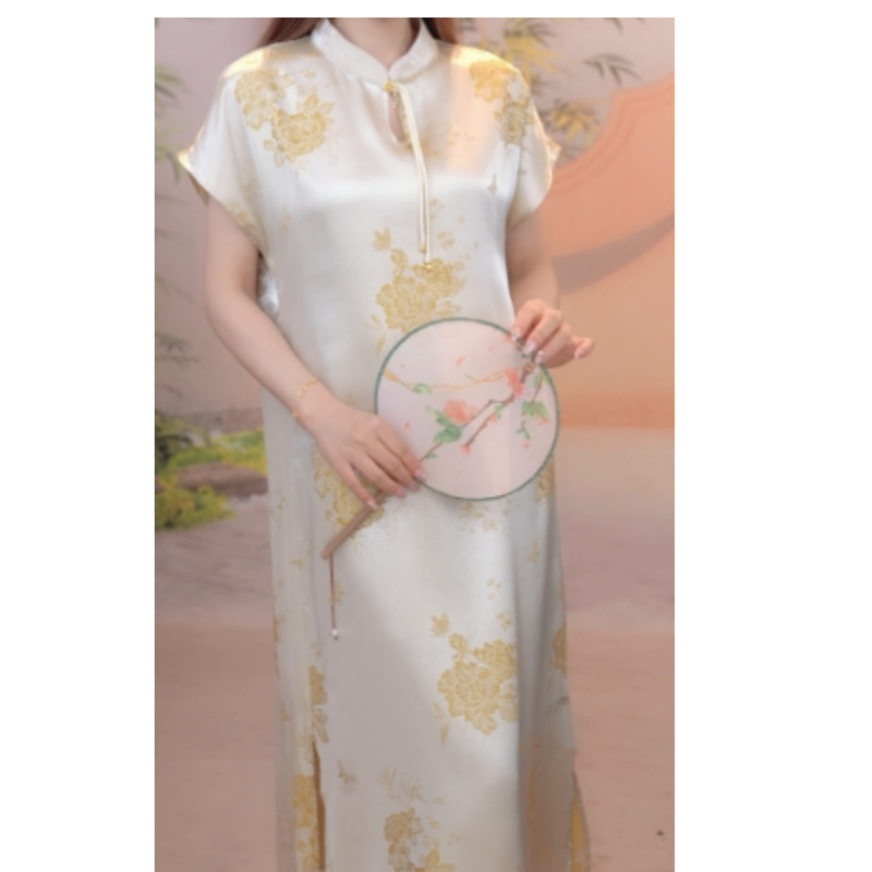 品优-【蝶影花枝】新中式夏季中长款女装气质连衣裙2024B0788--沐沐