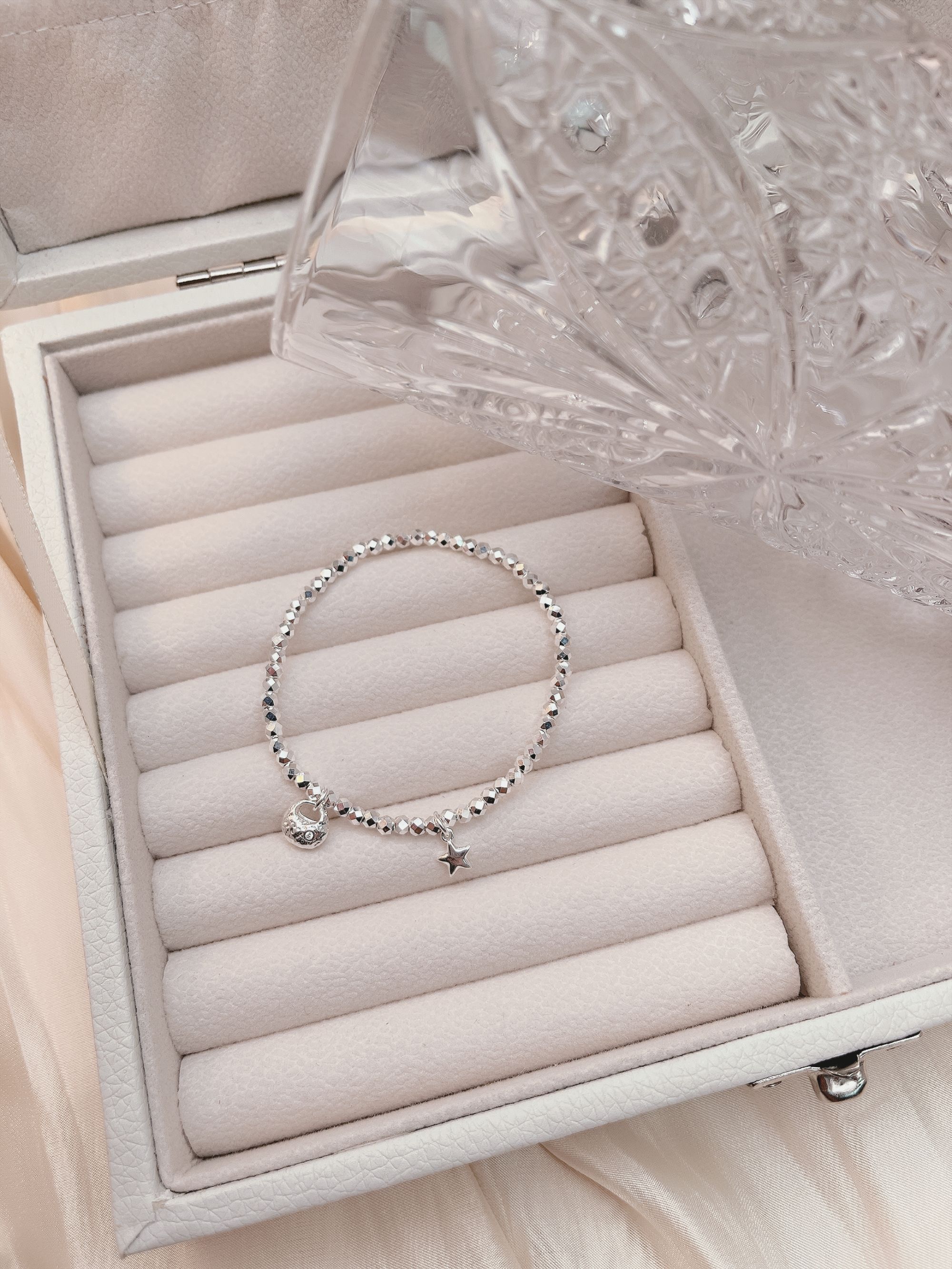 宸尊 足银手链 足银蹦迪珠胖福星星手链女轻奢小众精致手串送礼物