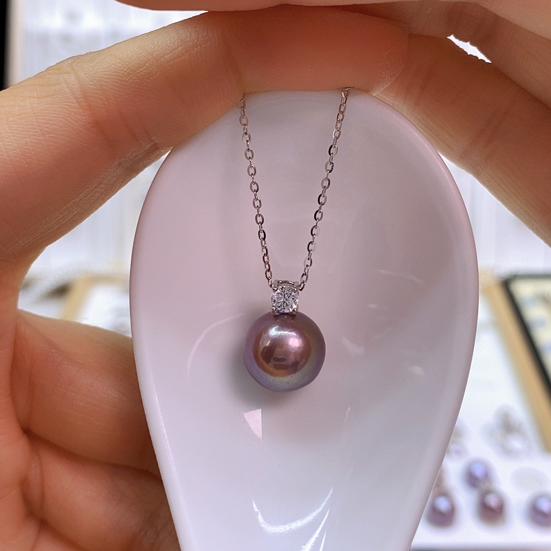 淡水珍珠吊坠(赠链)银S925镶嵌橘*海