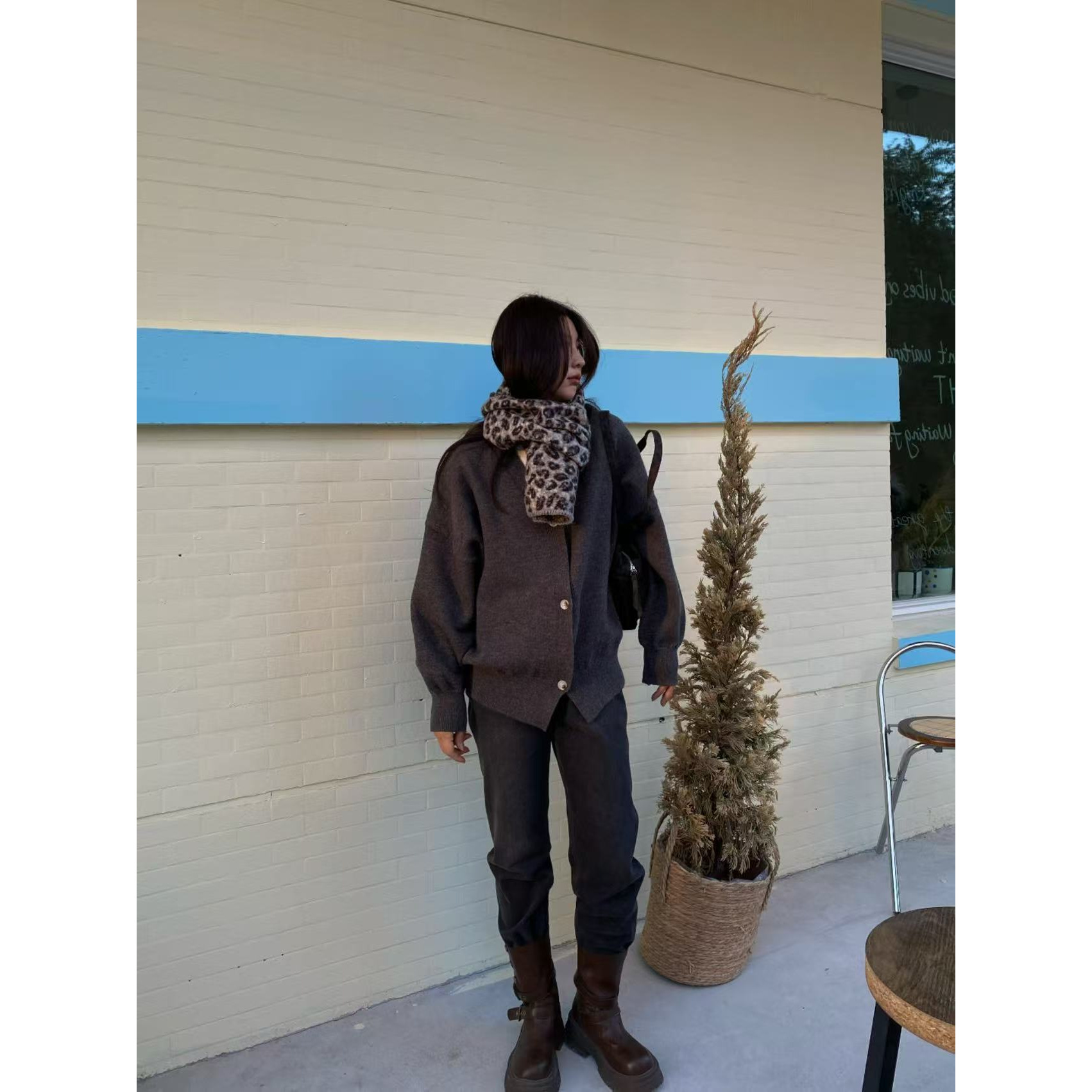 韩代.美好商店刺绣字母毛衣开衫外套 L25101148