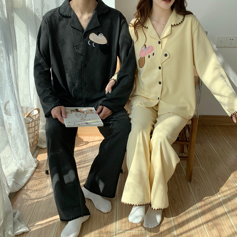 睡衣情侣款2025秋冬季爆款休闲长袖翻领保暖宽松可外穿家居服套装