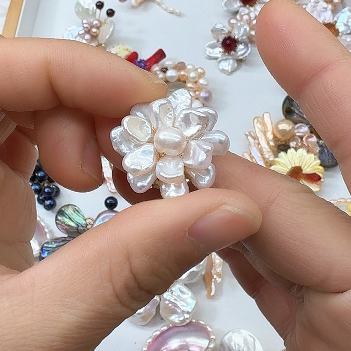 淡水珍珠胸饰银S925镶嵌