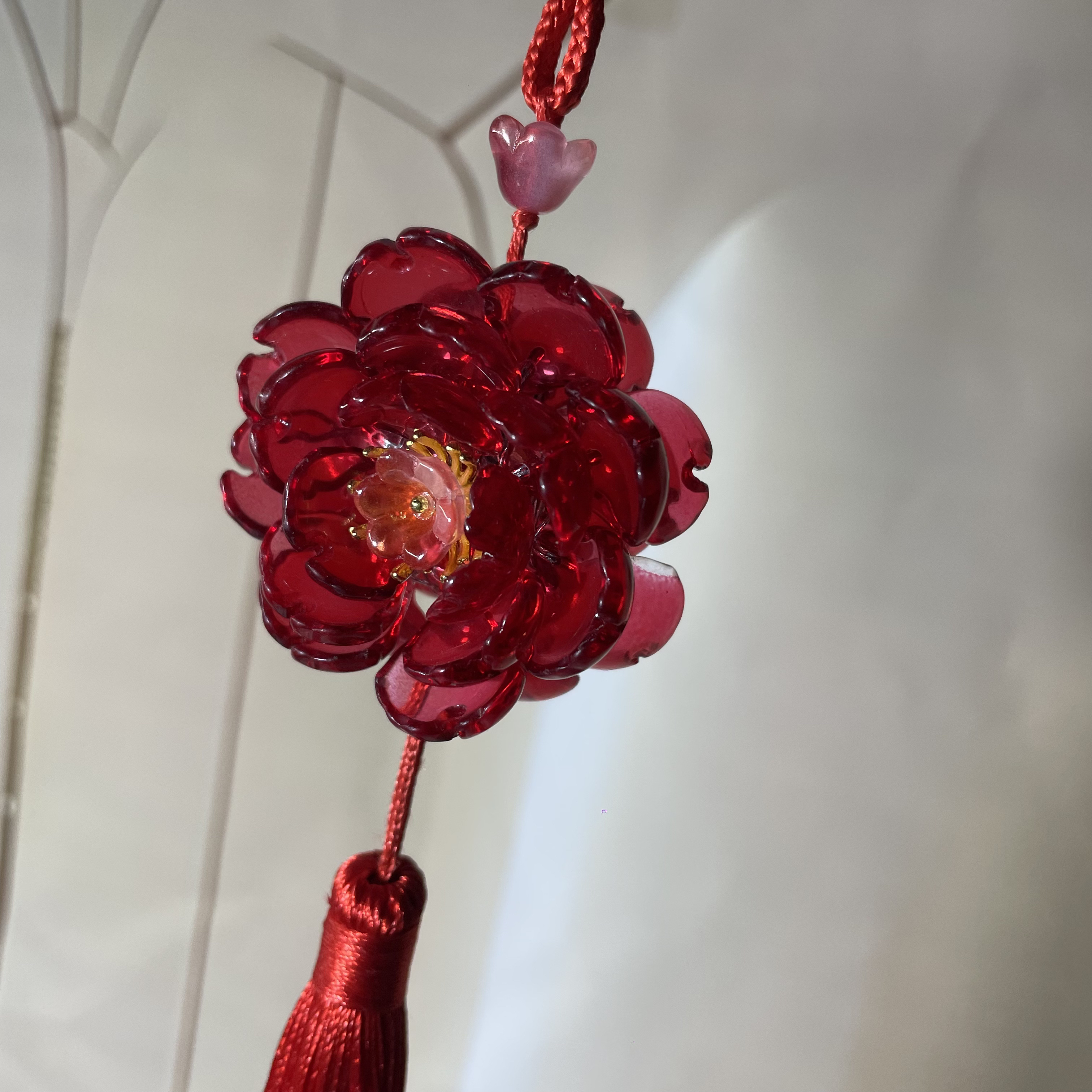 【大号芍药】花汽车挂件小车挂饰琉璃花手工花