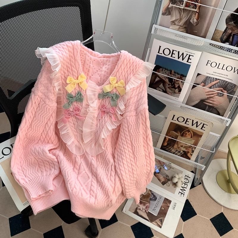 551-600毛衣开衫蕾丝网红洋气针织宽松韩版甜美秋冬气质时尚百搭