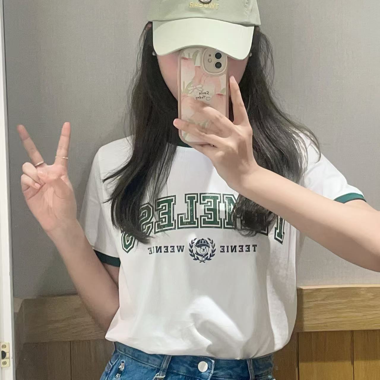 吸汗字母常规短袖拼接常规版T恤春夏跑步运动