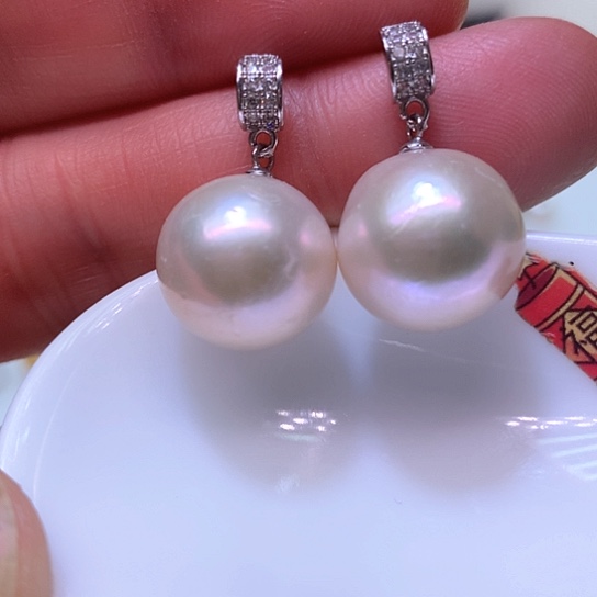 淡水珍珠耳饰银S925镶嵌