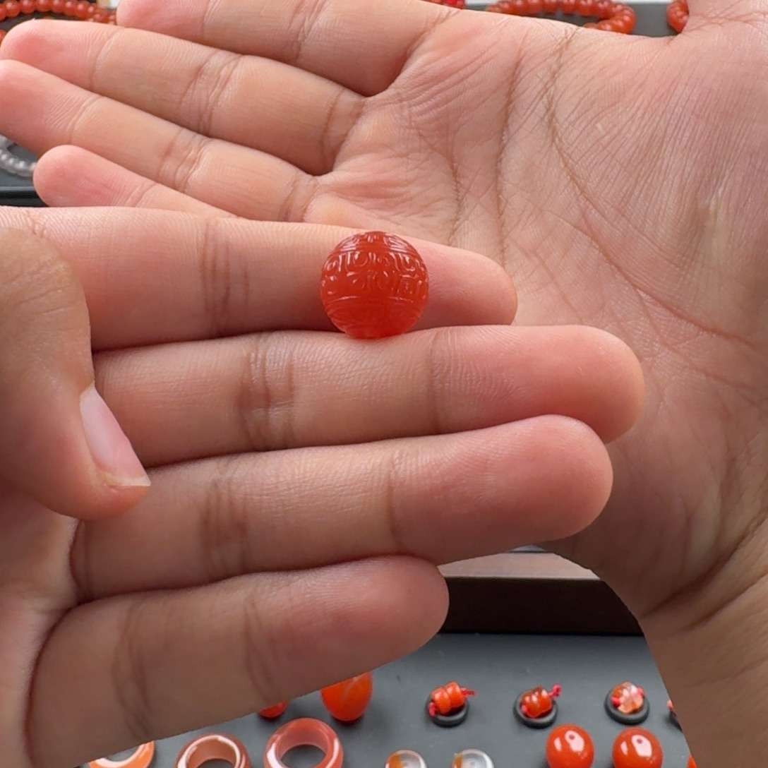 南红玛瑙未镶嵌回纹珠13.5mm