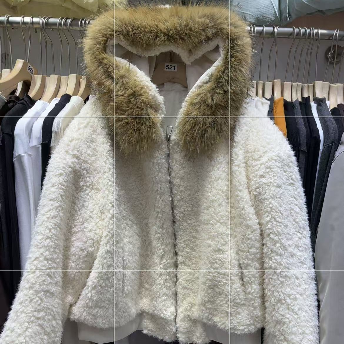 驼马绒子毛仿真毛领加厚保暖短款冬季新款外套