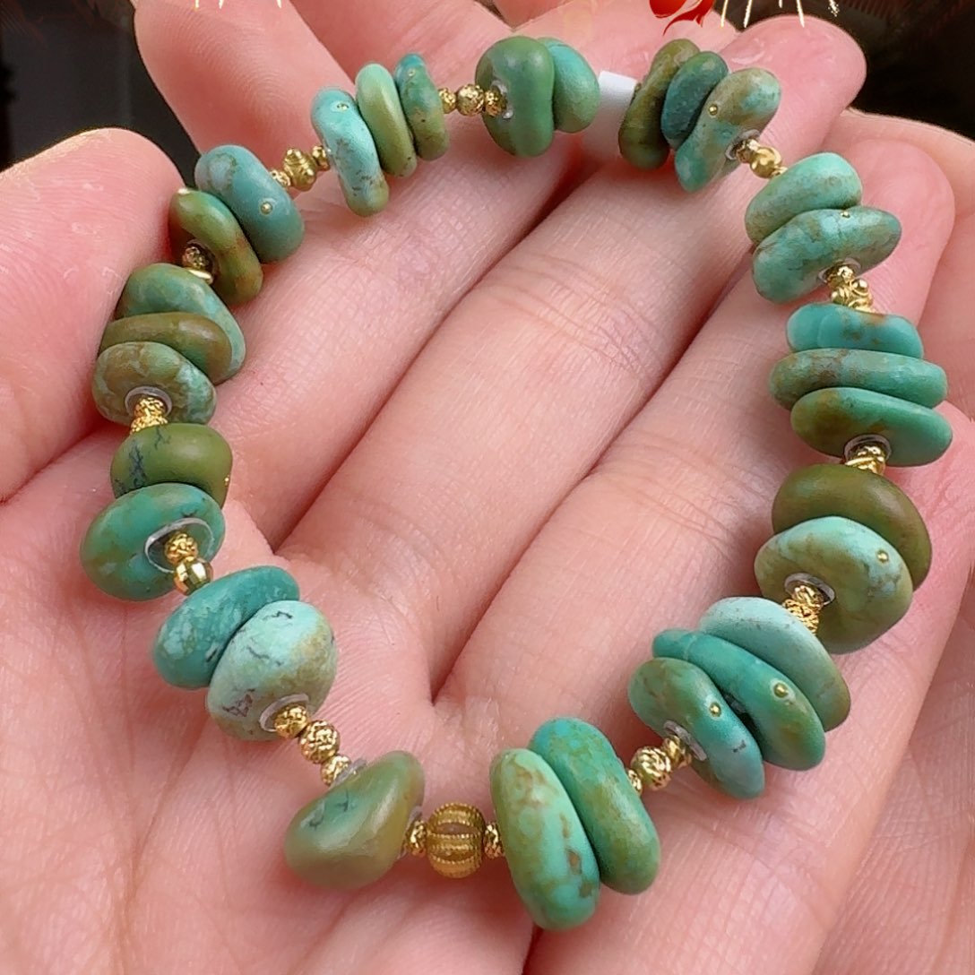 绿松石珠宝奇石18K金镶嵌