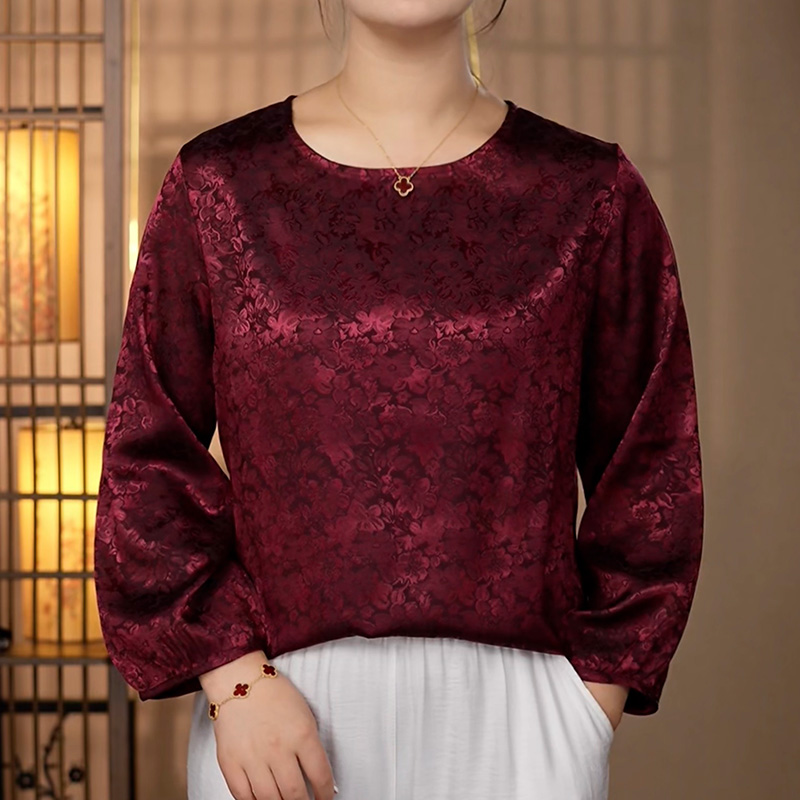 【038高端宋锦】2025年新款显白时尚宽松型圆领衬衫