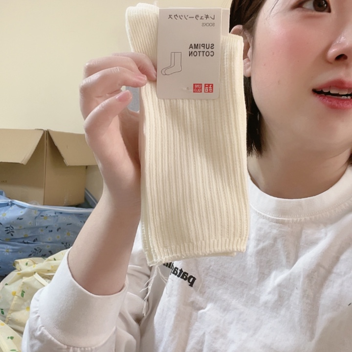 三醋酯纤维优家白色堆堆袜857