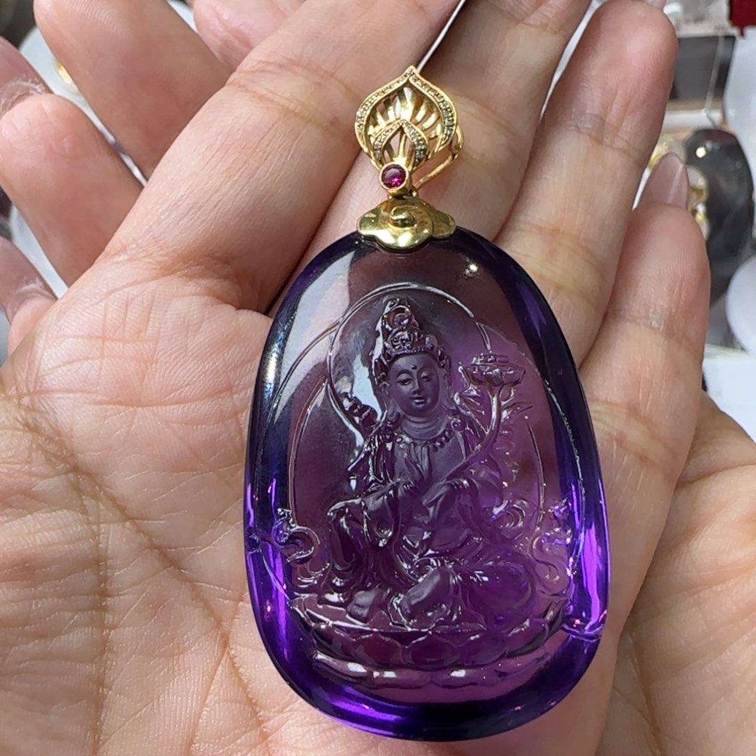 水晶吊坠18K金镶嵌JP36303成