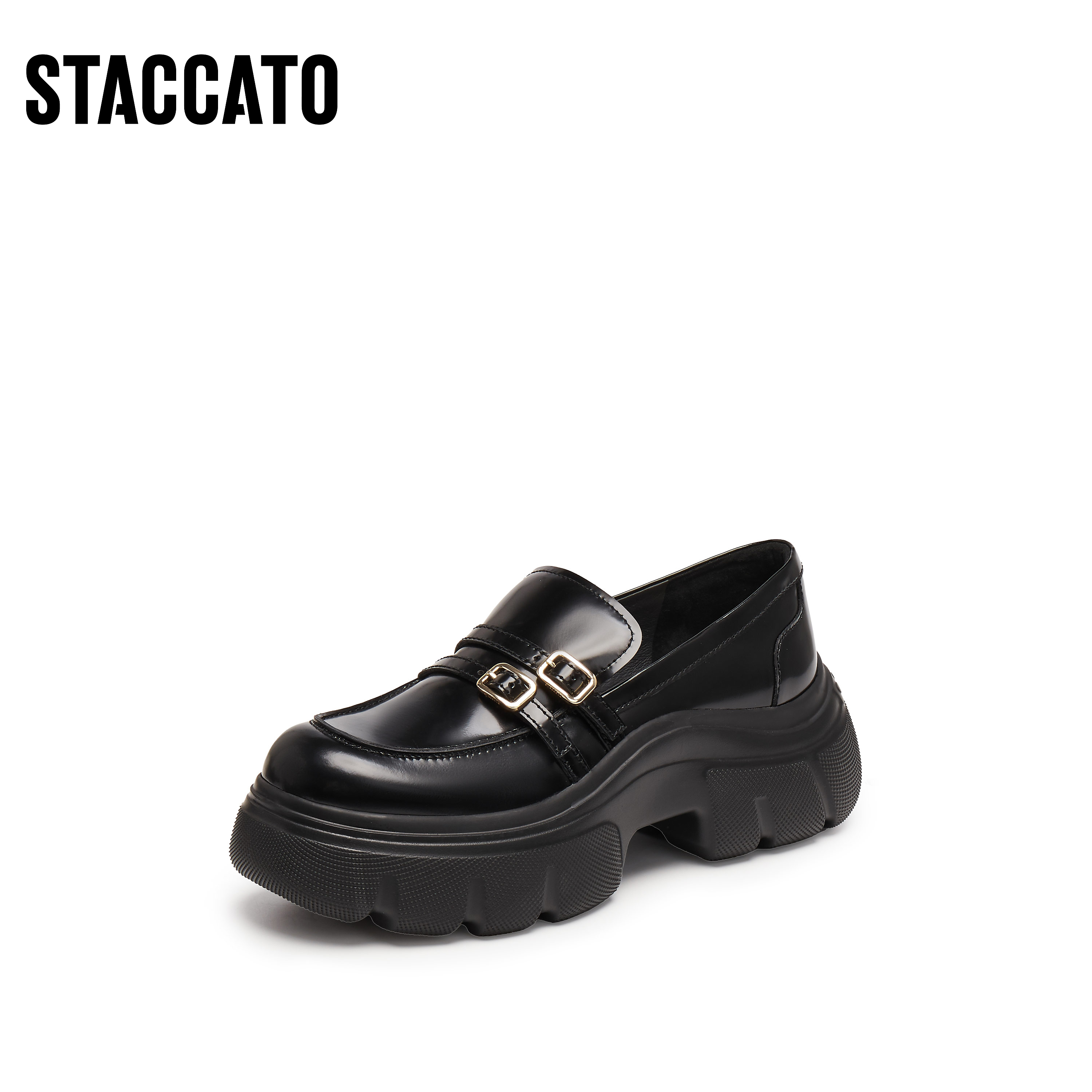 思加图2025秋季新款流光风英伦风乐福鞋厚底小皮鞋一脚蹬ESF22CA5