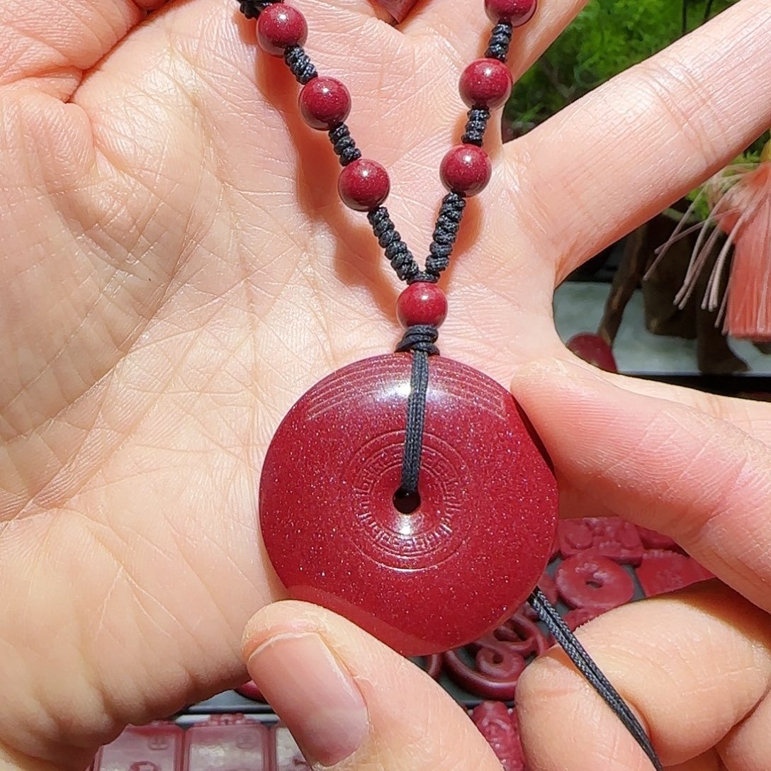 天然辰砂高含量紫金砂回文平安扣