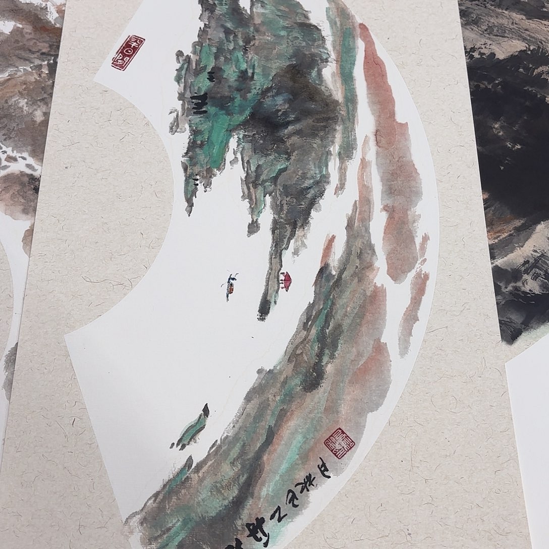 国画魏友松卡纸童