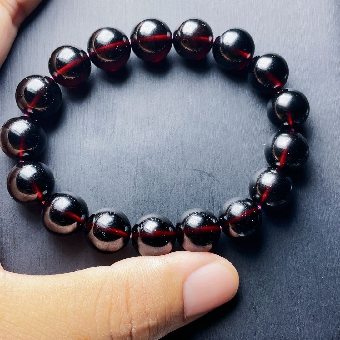 石榴石手链未镶嵌12MM毕业级酒红单圈天花板10A级
