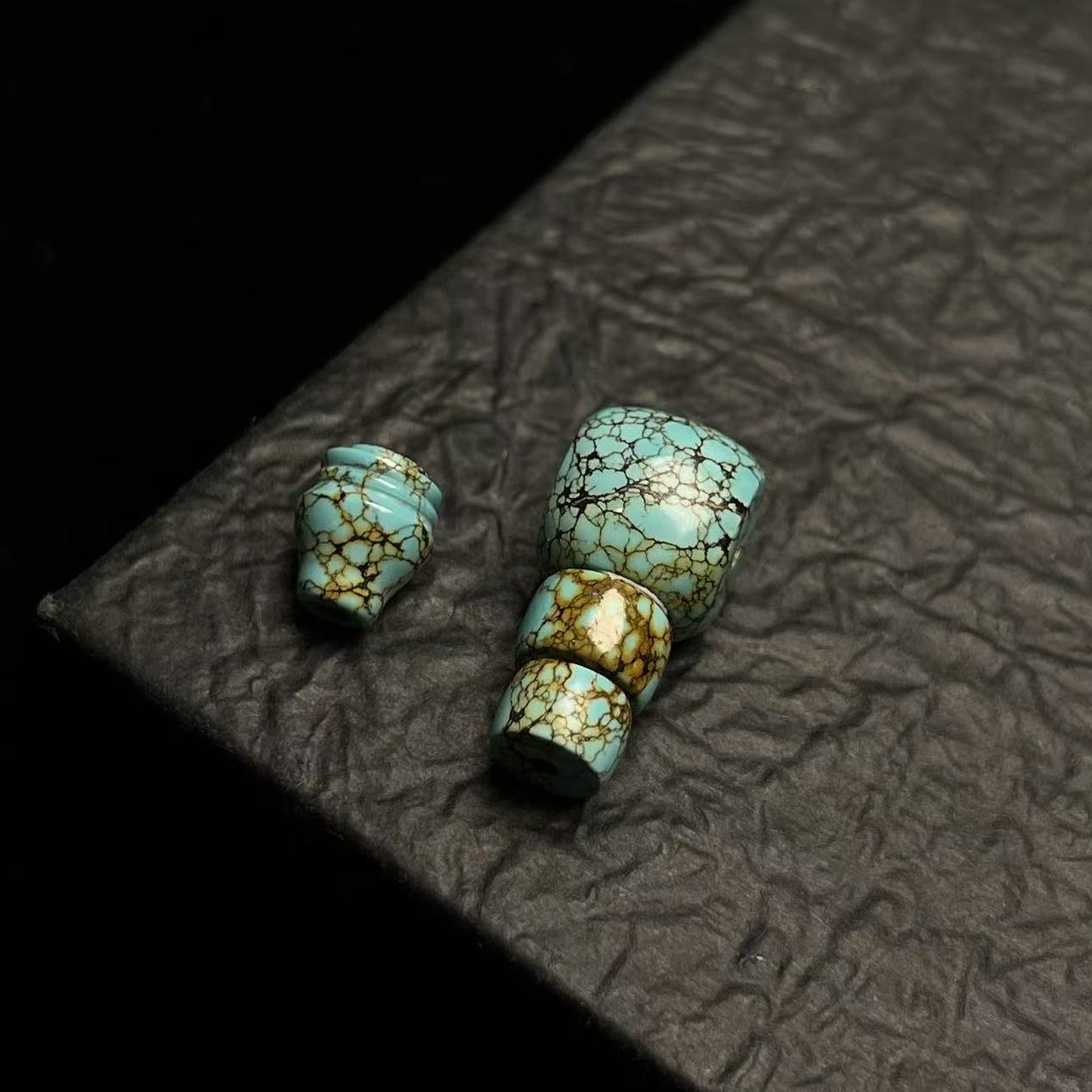 三彩松石三通 干料 对孔 11mm 全品无暇