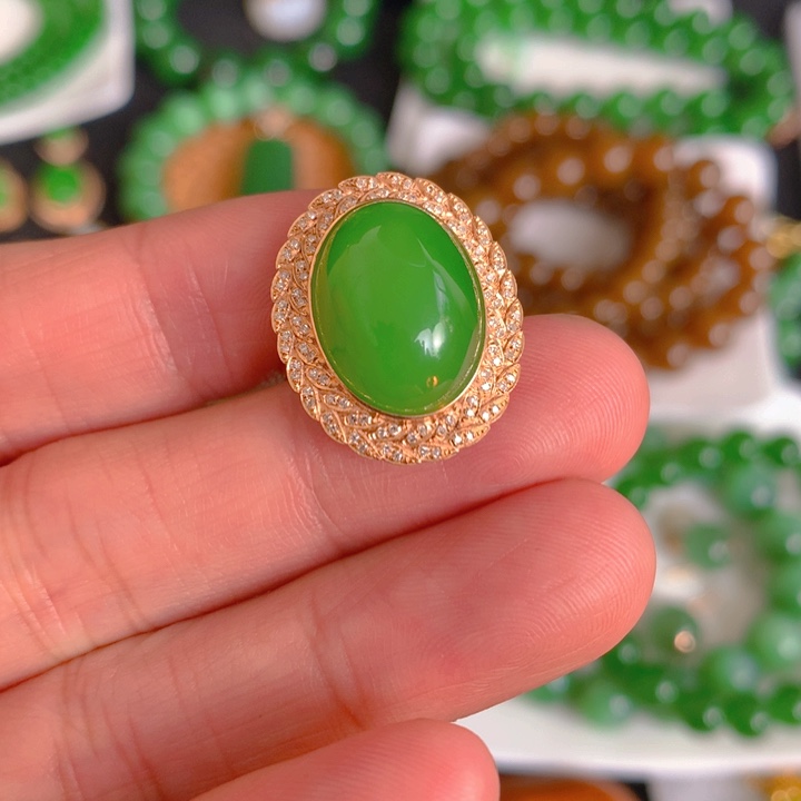 和田玉（碧玉）18K金镶嵌手链