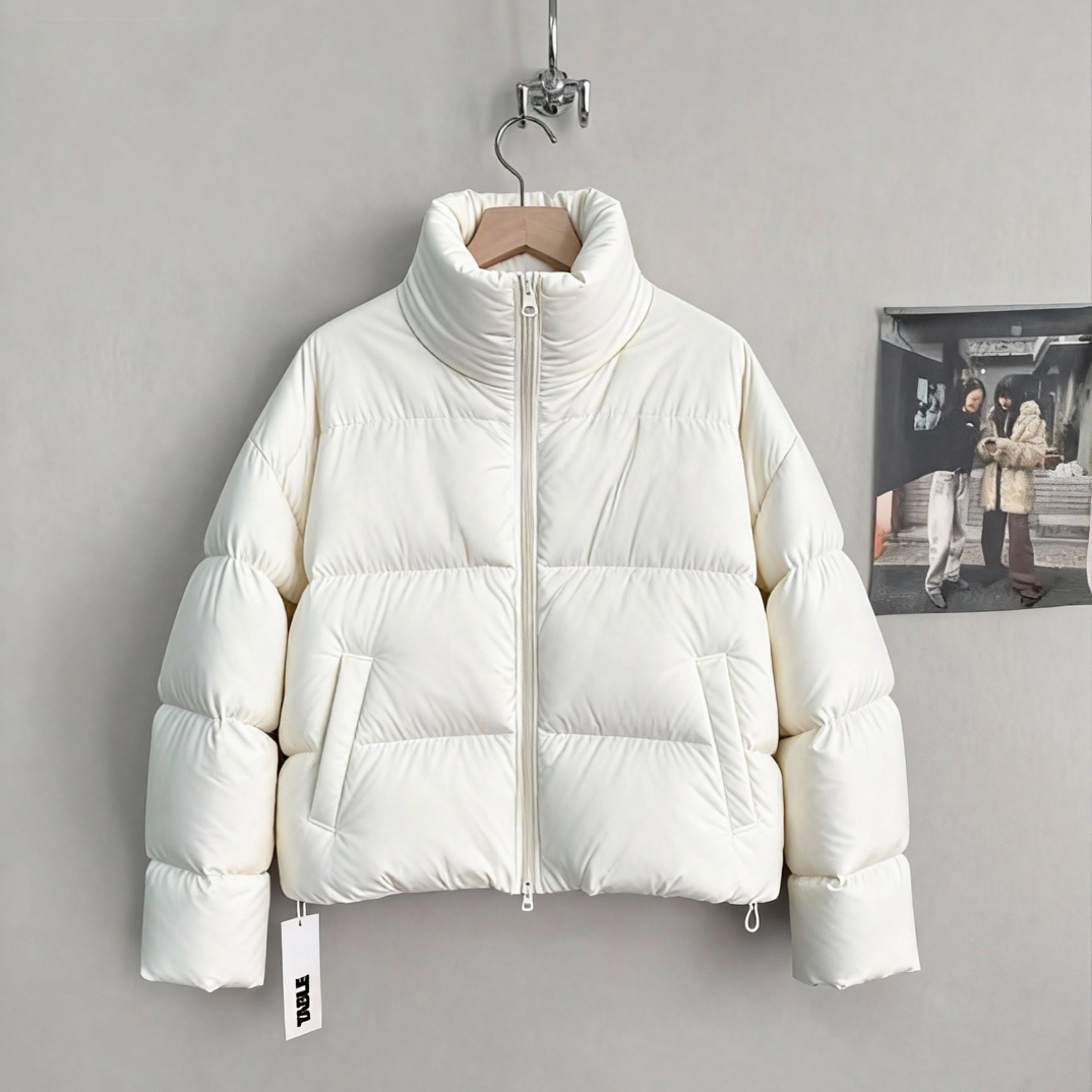 白鸭绒冬季加厚韩版短款立领泡芙女宽松保暖外套