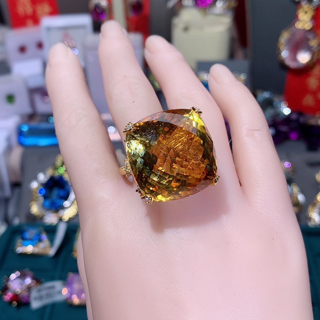 水晶戒指银S925镶嵌戒指