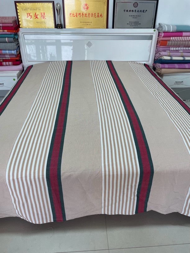 传统非遗技艺 农家手织纯棉加厚款 水线粗布软凉席 尺寸2.2/2.3米