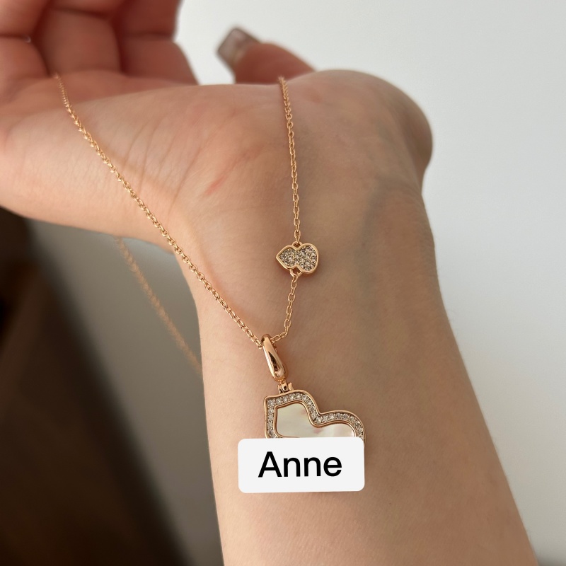 铜合金项链 白贝中号葫芦镶锆吊坠时尚精致项链【X647】