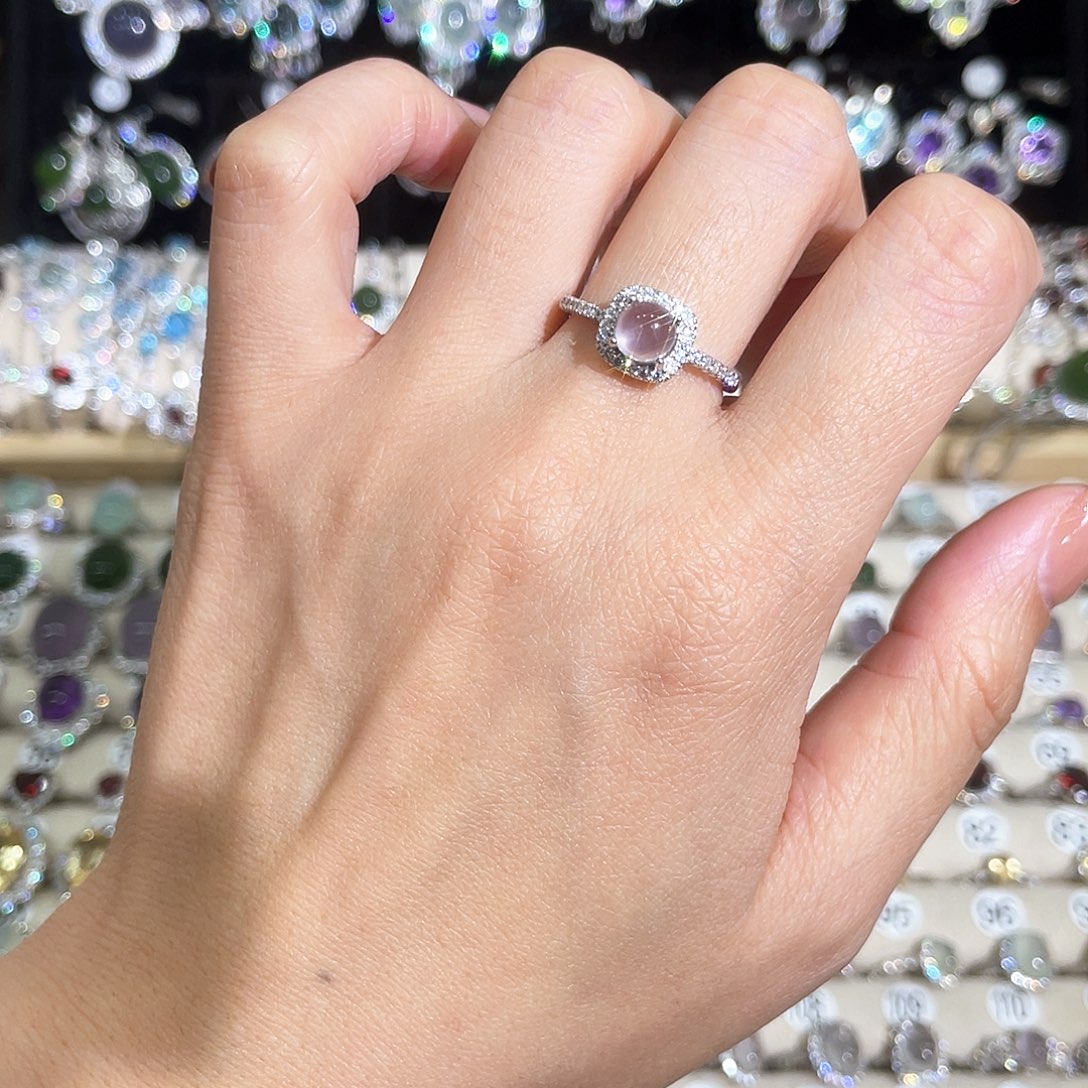 萤石戒指银S925镶嵌