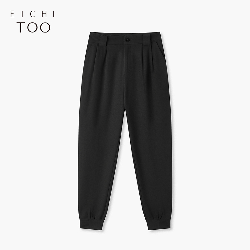 爱居兔女装黑色运动束口哈伦裤休闲裤女EKCAJ3P005A