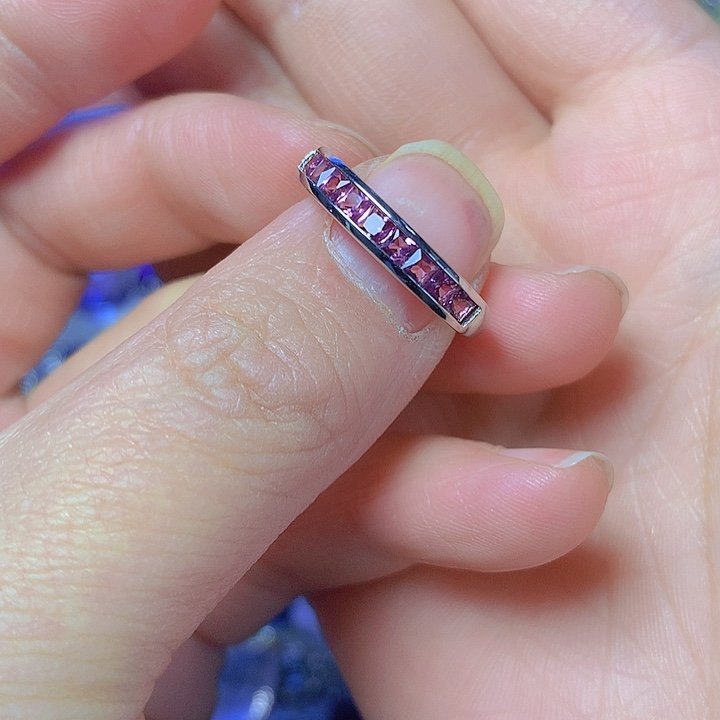 石榴石戒指银S925镶嵌甜*儿