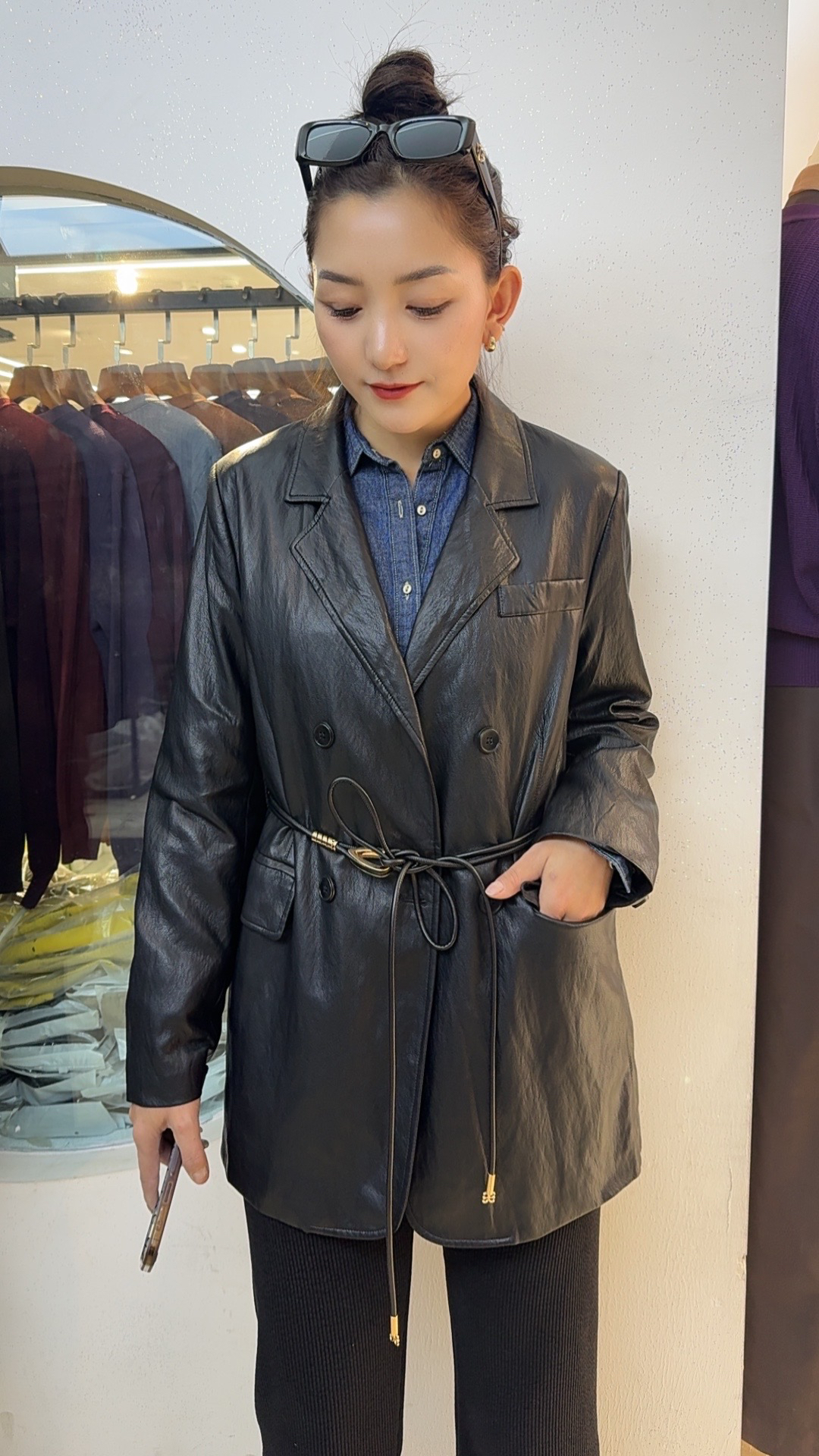 中长款皮衣 面料柔软