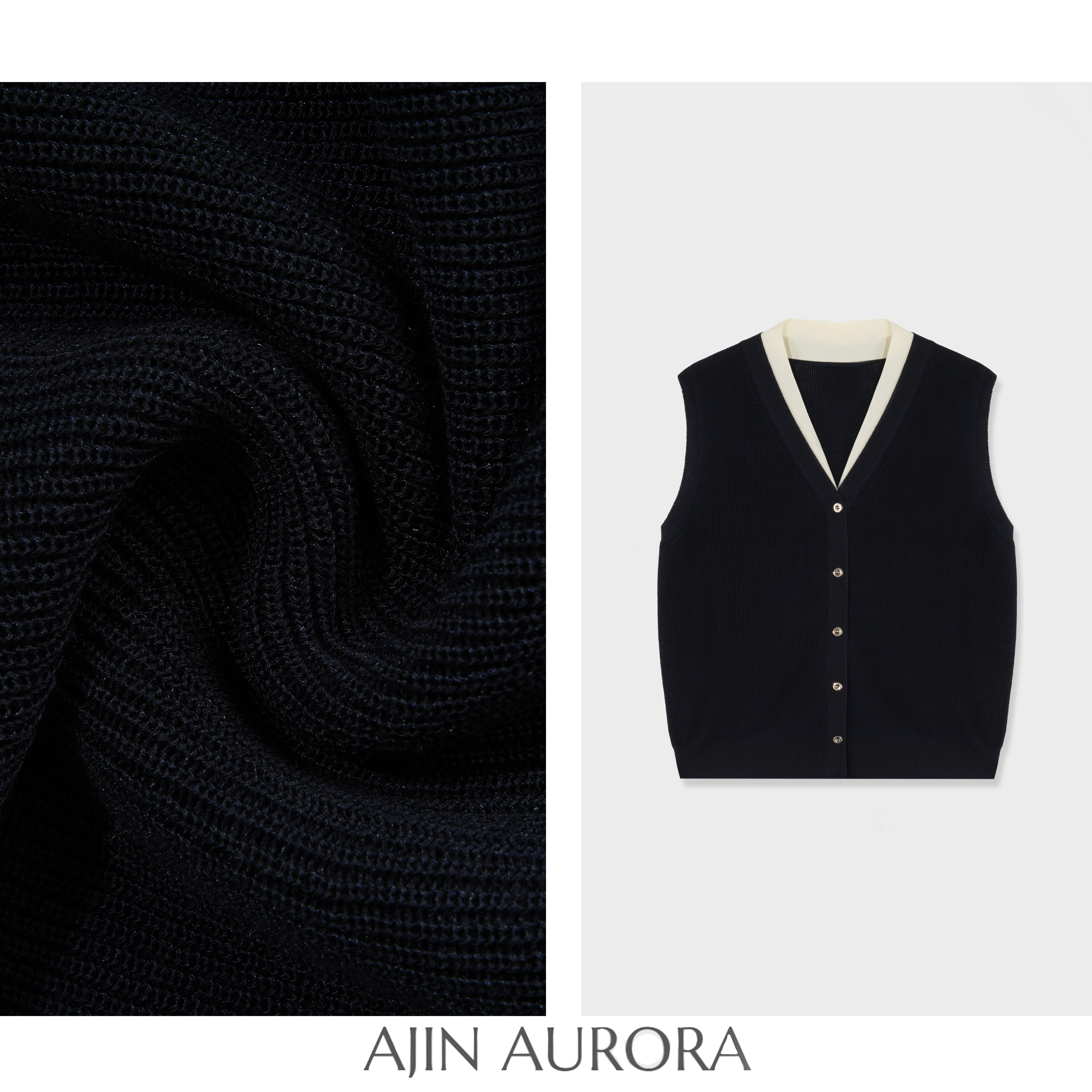 730831【巴黎晨曦】叠穿弹力单排扣V领针织马甲A1