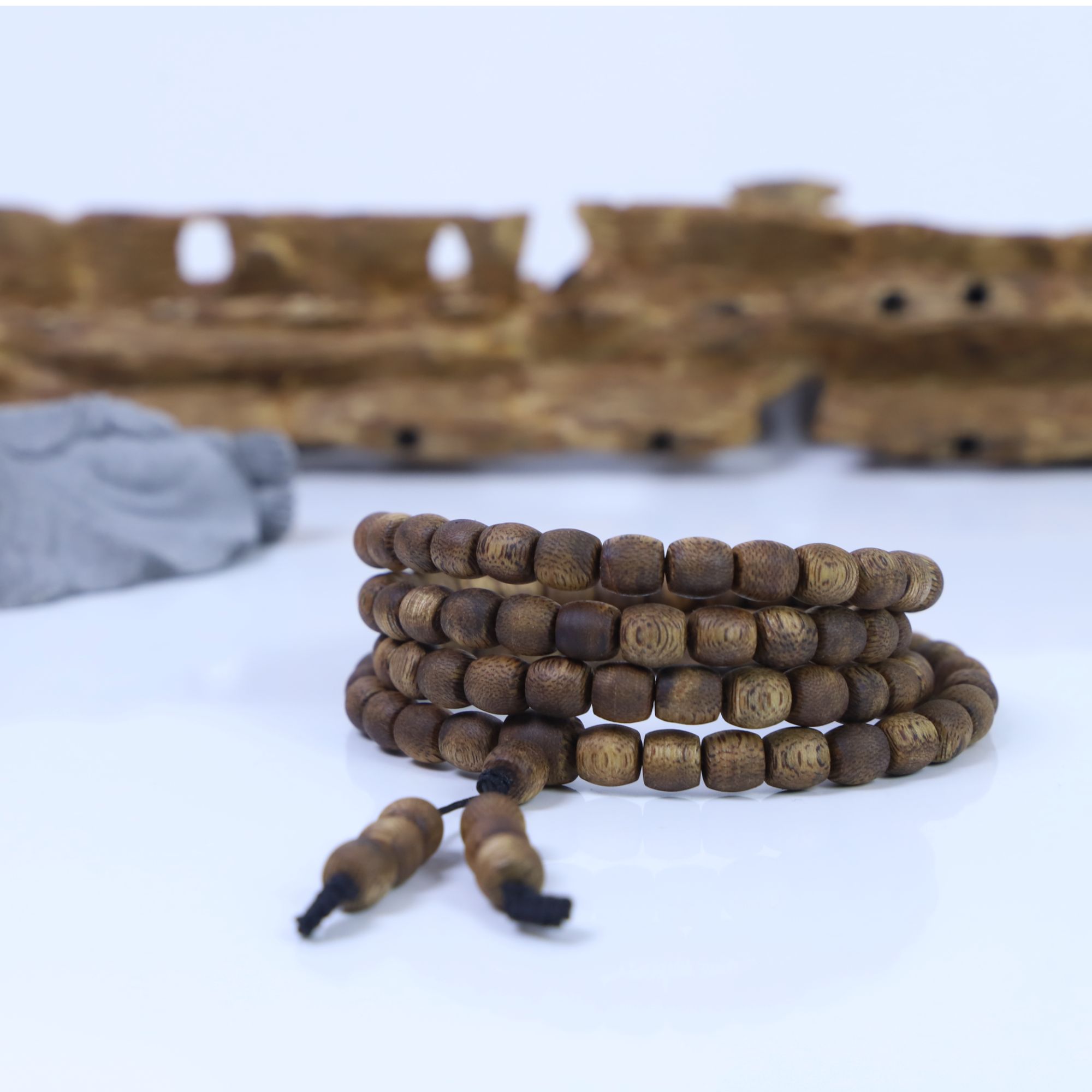 沉香莺歌绿奇楠5mm沉香鼓珠多圈手串纹理清晰花果蜜凉香