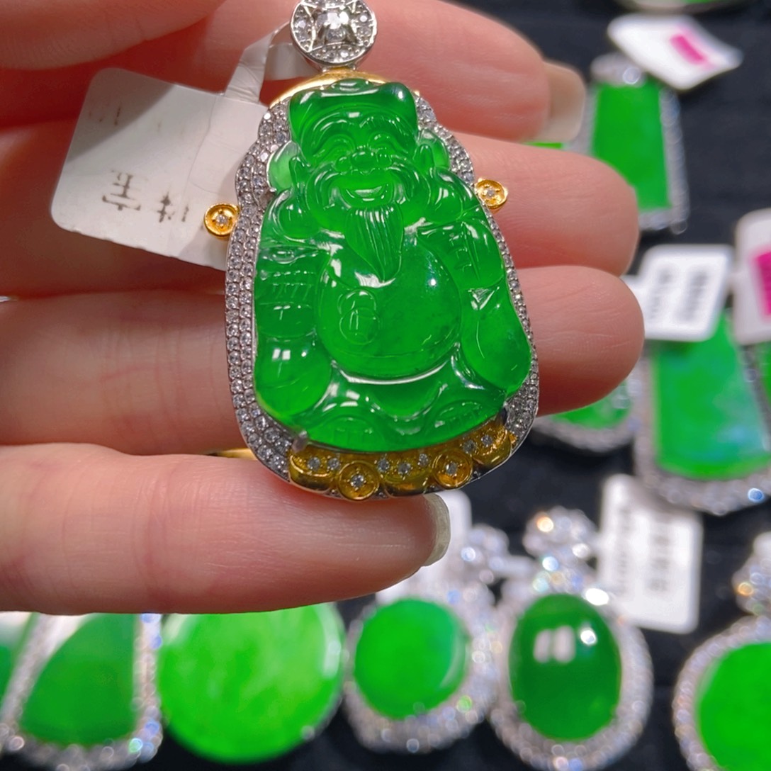 翡翠吊坠(不含链)银S925镶嵌