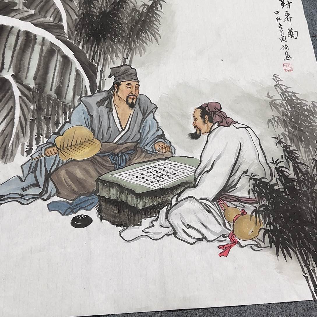 国画尺寸70X70手绘作品 