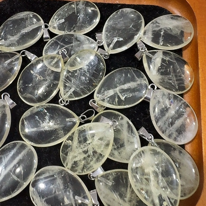 玛瑙/玉髓合金珠宝半成品2个柠檬晶水滴吊坠