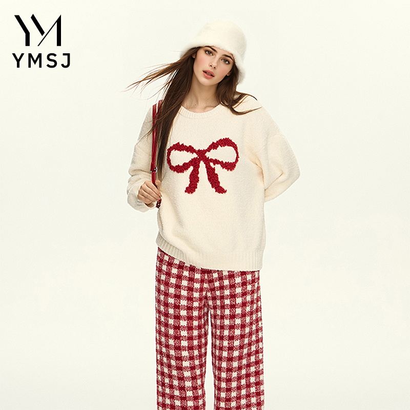 中秋好物半边绒睡衣冬季青年加厚成人家居服套装卫衣撞色保暖宽松